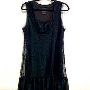 ANTHROPOLOGIE Dress Sleeveless Lace Black Size M